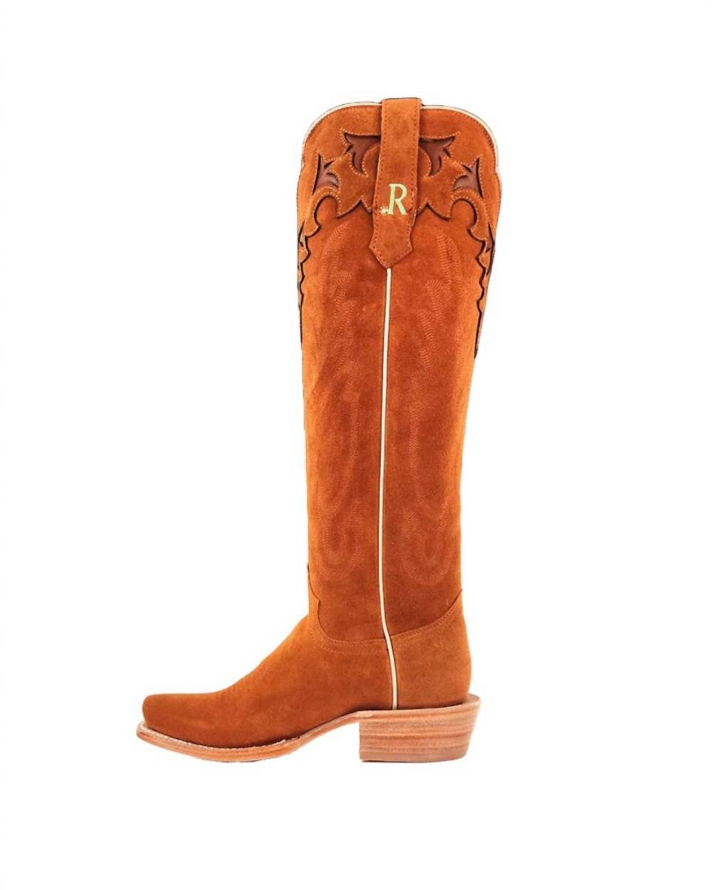 NEW R WATSON BOOTS women's rough out narrow square toe tall cowgirl boots in gin